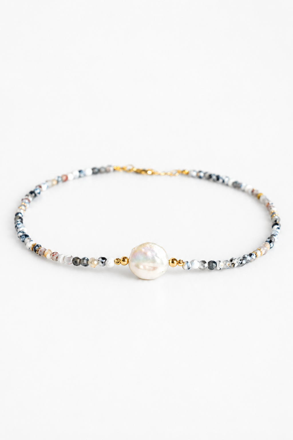 Núcleo de Perla - Choker de ágata dendrítica con perla natural