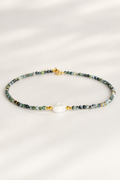 Núcleo de Perla - Choker de ágata musgo con perla natural