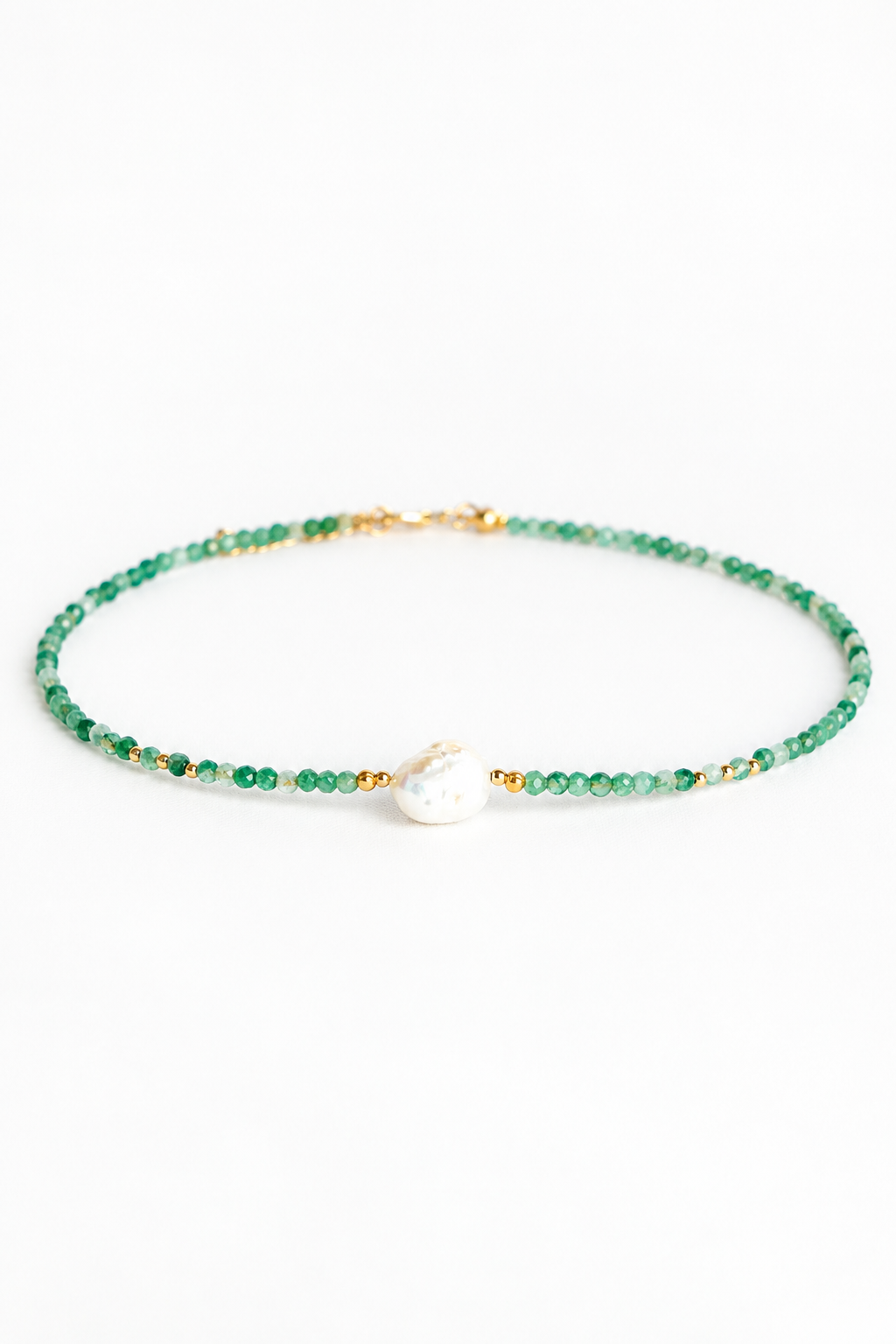 Núcleo de Perla - Choker de aventurina verde con perla natural