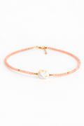 Núcleo de Perla - Choker de peach moonstone con perla natural