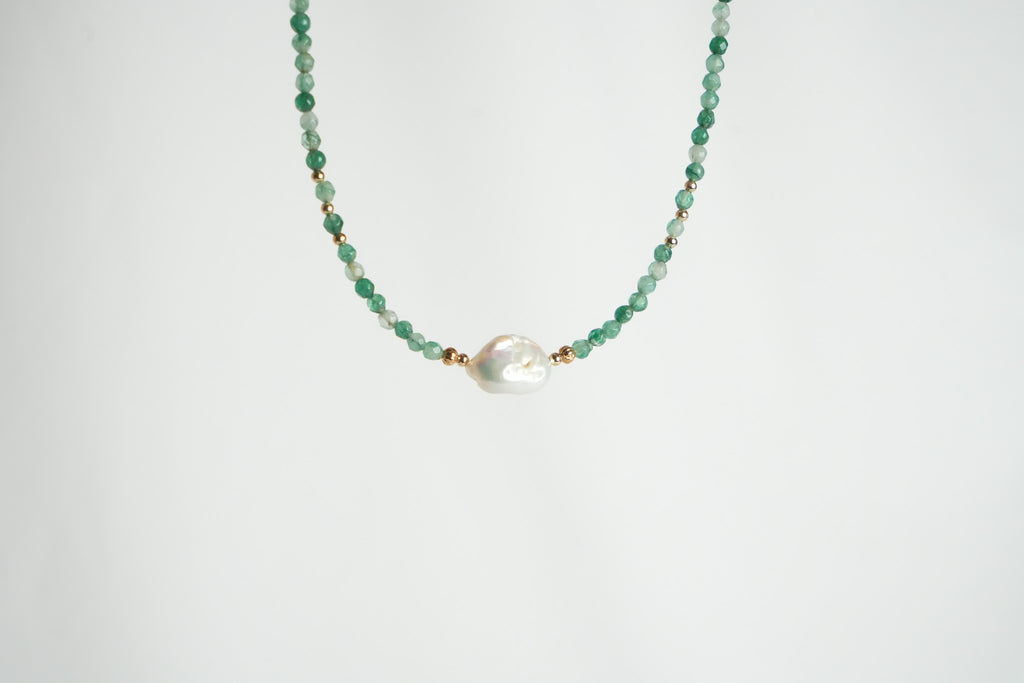 Núcleo de Perla - Choker de aventurina verde con perla natural