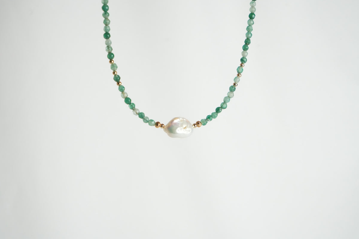 Núcleo de Perla - Choker de aventurina verde con perla natural