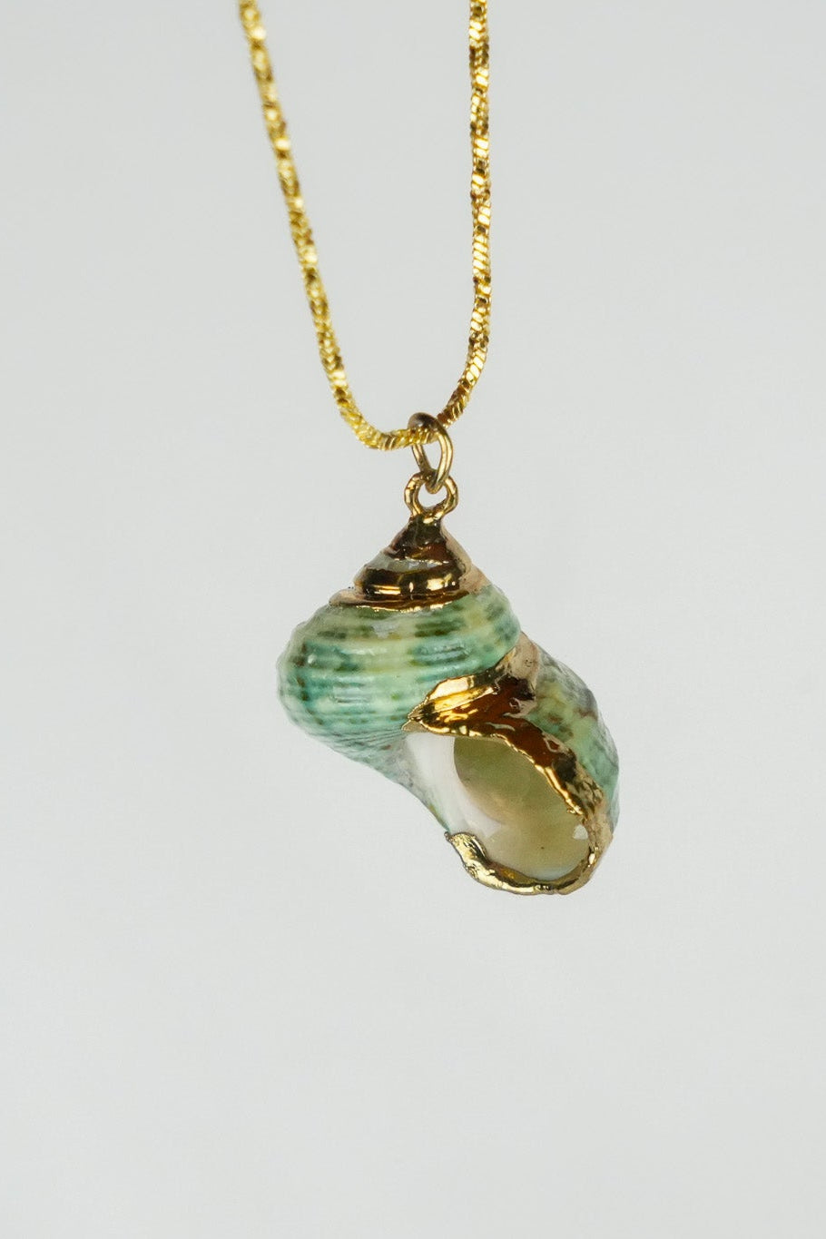 Canto de sirena - Collar con dije verde de caracol