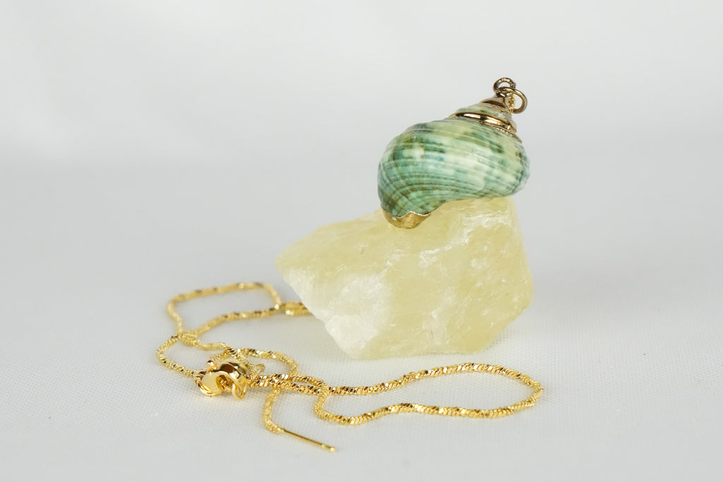 Canto de sirena - Collar con dije verde de caracol