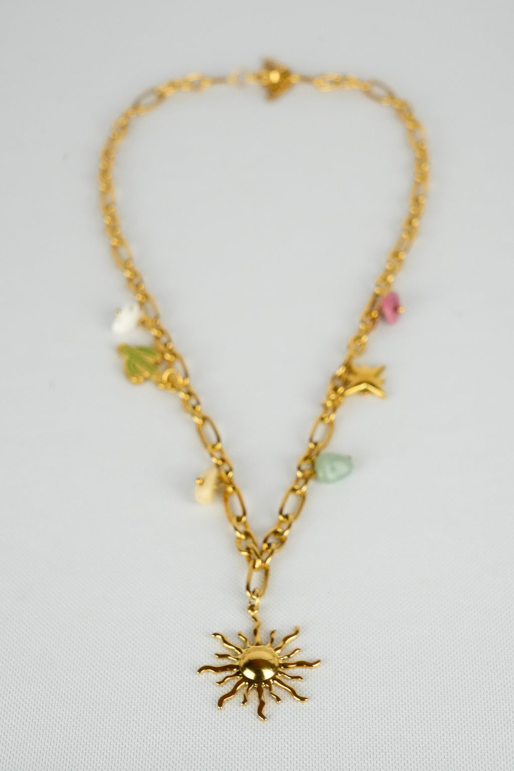 Fuego Dorado - Collar de eslabones con dijes de ceramica