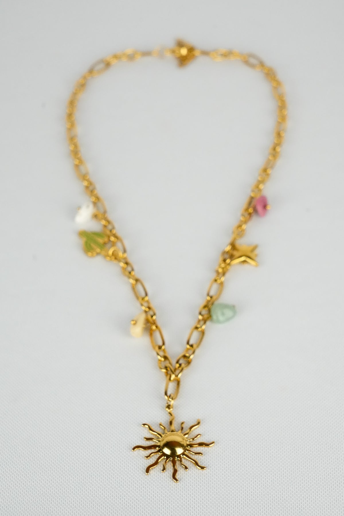 Fuego Dorado - Collar de eslabones con dijes de ceramica