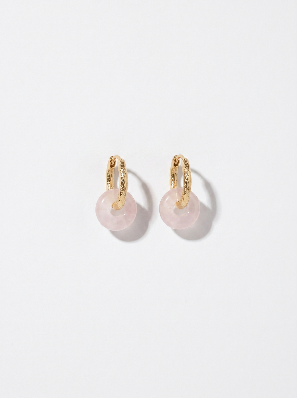Aro Portal - Aretes con aro de cuarzo rosa