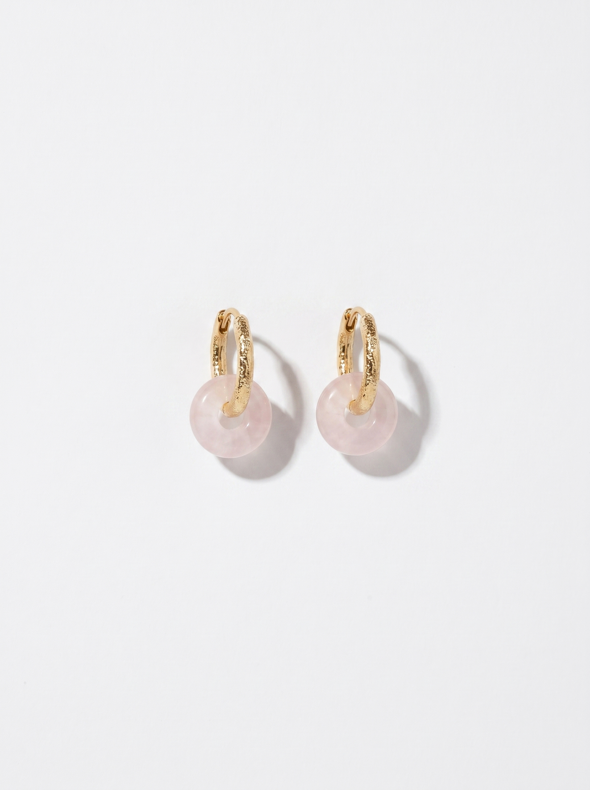 Aro Portal - Aretes con aro de cuarzo rosa