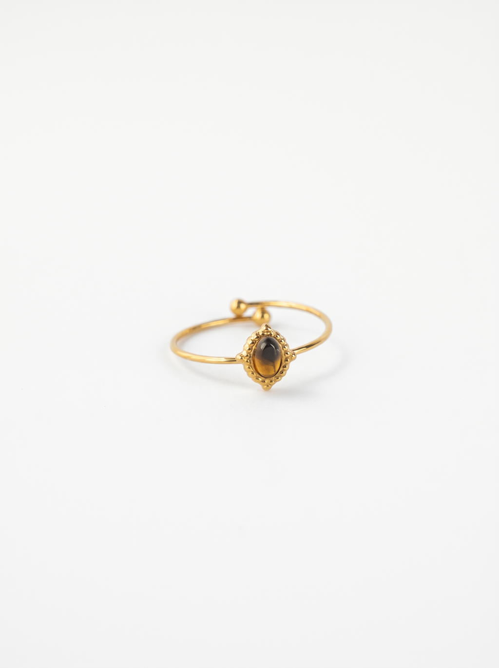 Portal - Anillo ajustable de piedra en tono ámbar - acero inoxidable