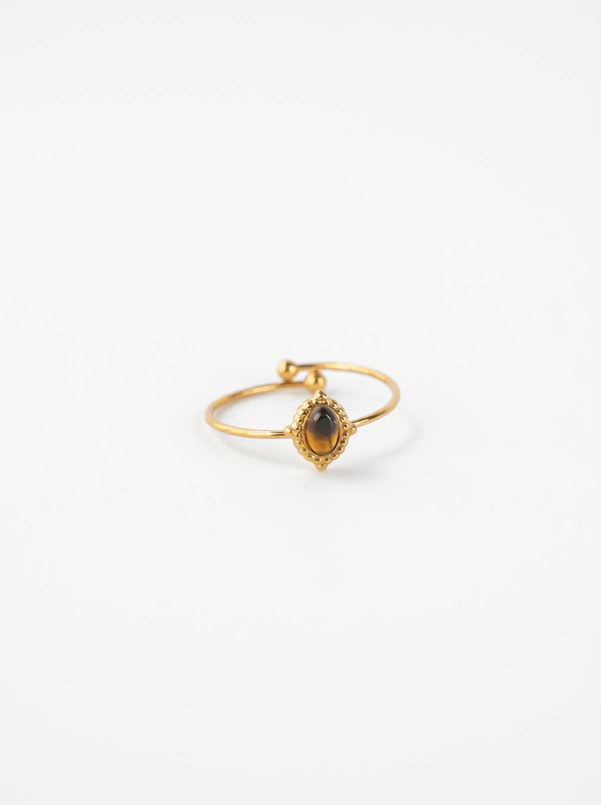 Portal - Anillo ajustable de piedra en tono ámbar - acero inoxidable