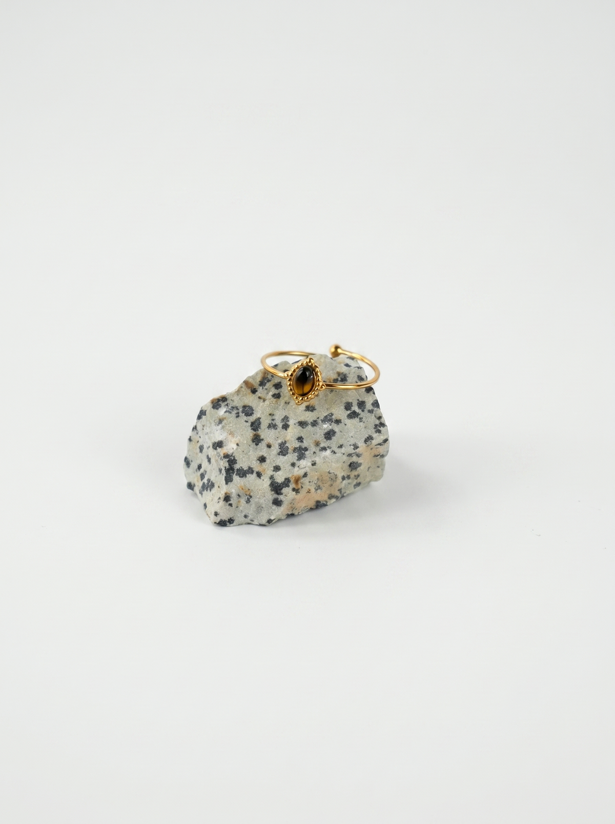 Portal - Anillo ajustable de piedra en tono ámbar - acero inoxidable